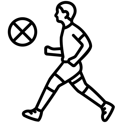 Emoji of a football player touching the ball in black & white.
