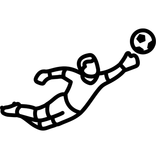 Emoji of a football goalkeeper making a save in black & white.